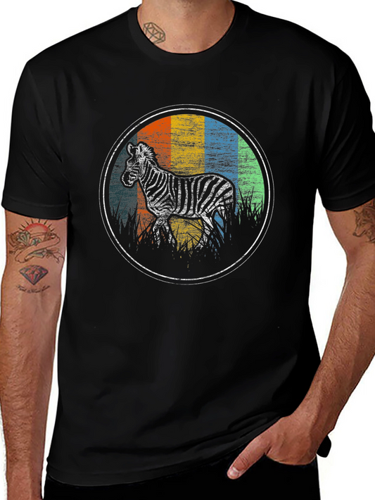 Retro Zebra Graphic Tee - Black T-Shirt