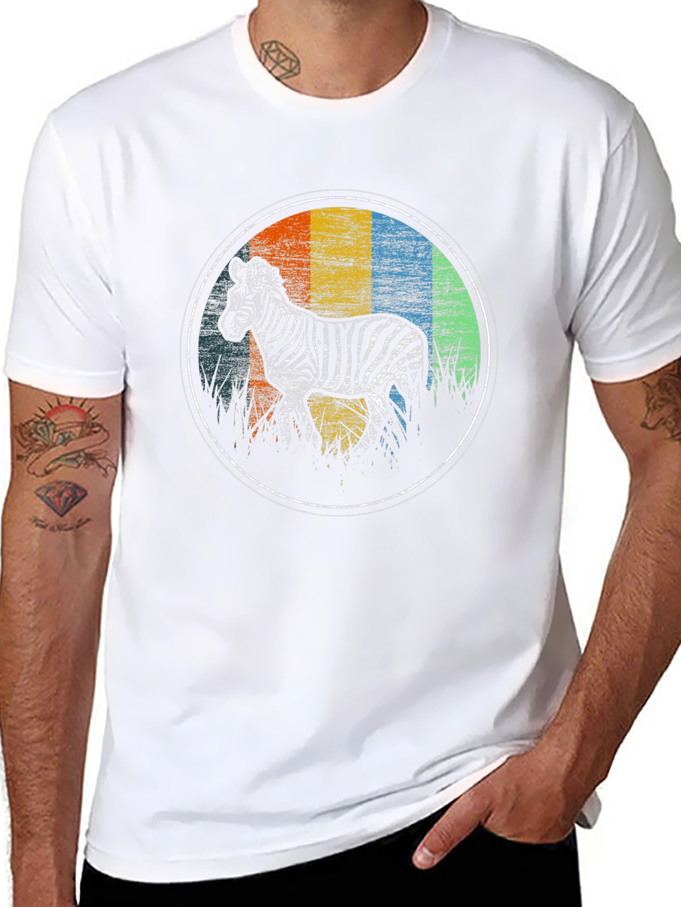 Retro Zebra Graphic Tee - Black T-Shirt