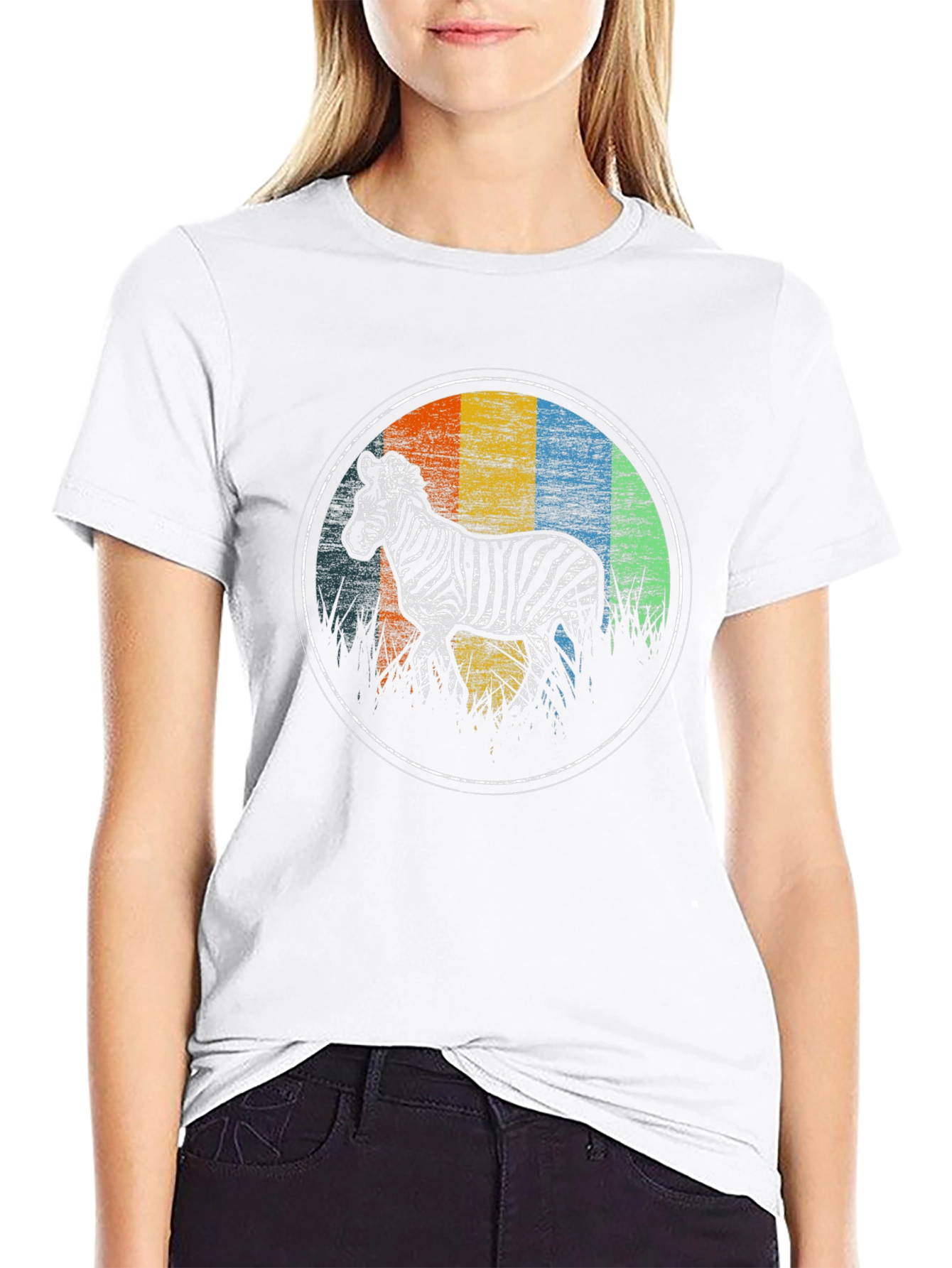 Retro Zebra Graphic Tee - Black T-Shirt
