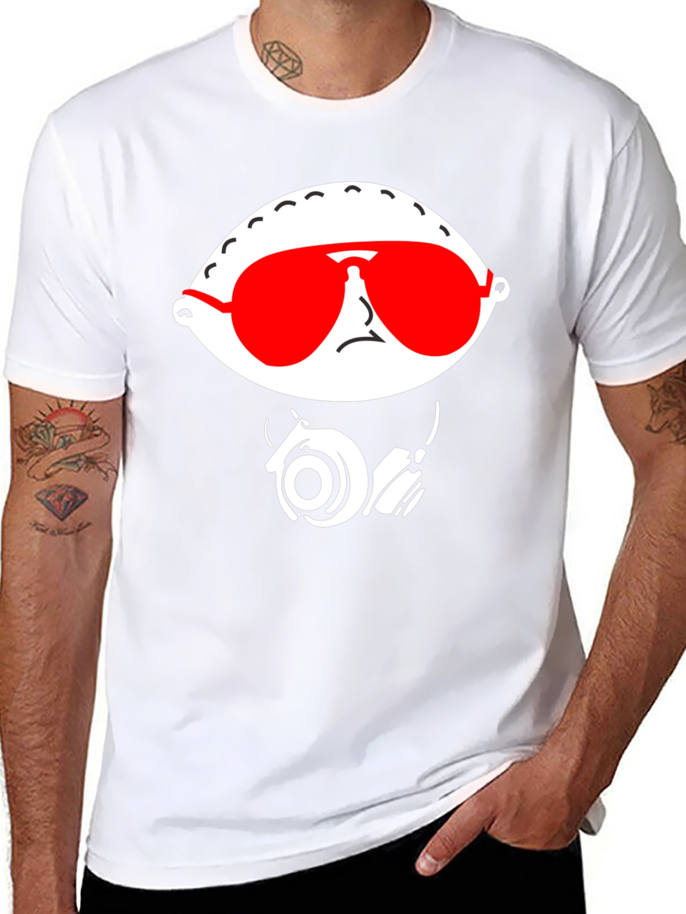 Stewie Griffin T-Shirt - Cool Red Shades & Headphones