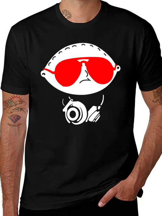 Stewie Griffin T-Shirt - Cool Red Shades & Headphones