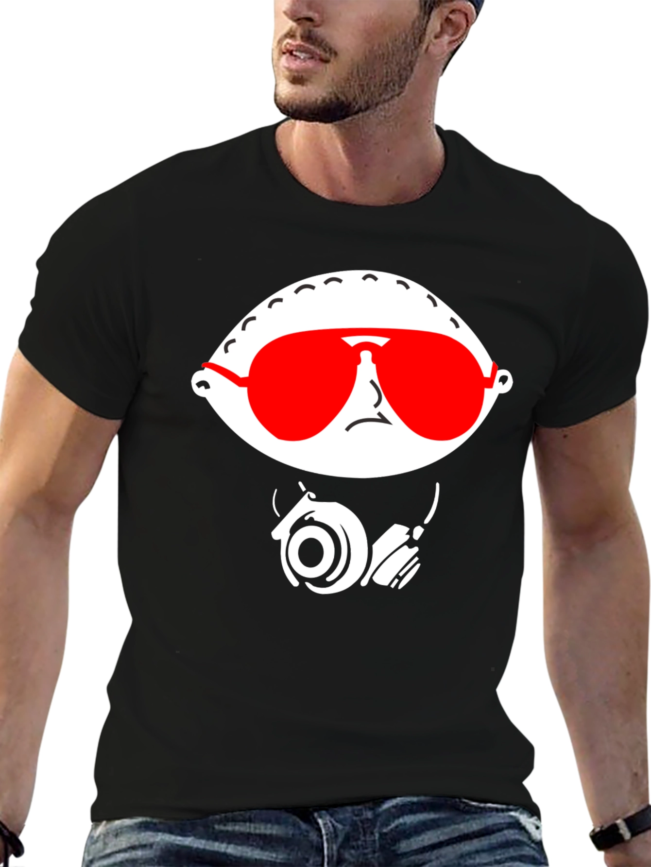 Stewie Griffin T-Shirt - Cool Red Shades & Headphones