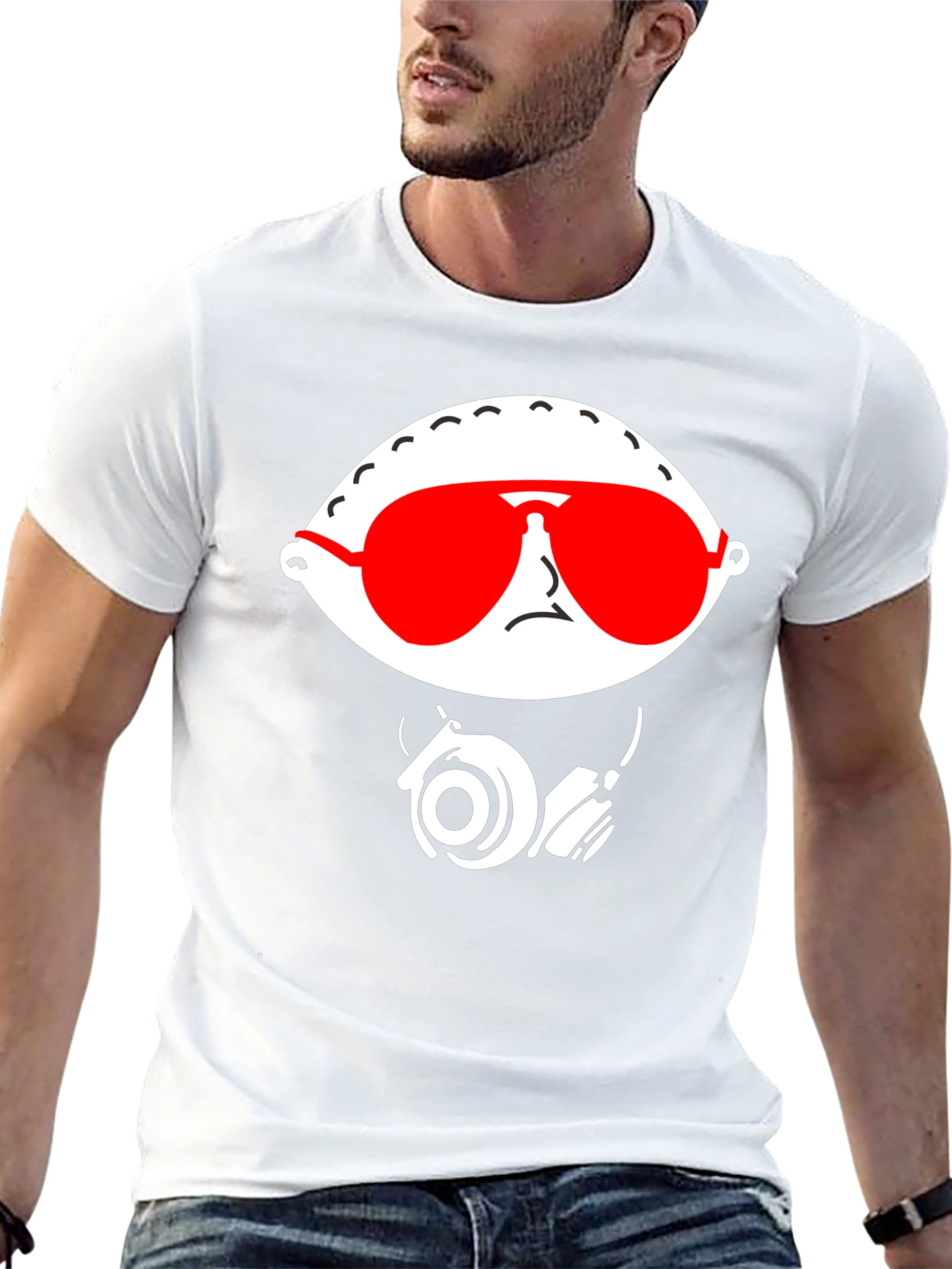Stewie Griffin T-Shirt - Cool Red Shades & Headphones