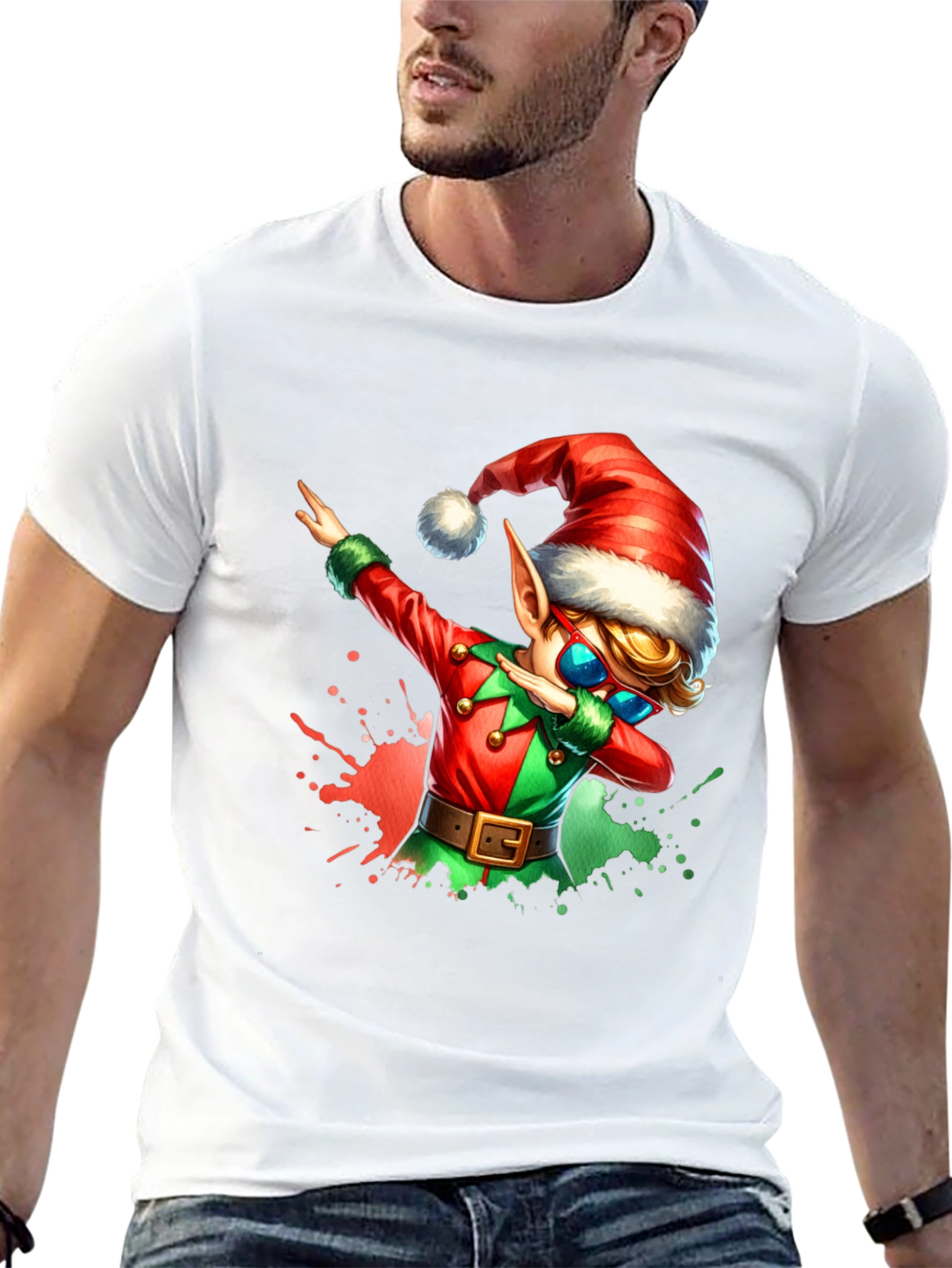 Dabbing Christmas Elf Graphic Tee