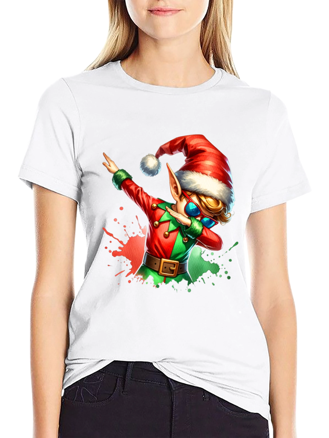 Dabbing Christmas Elf Graphic Tee