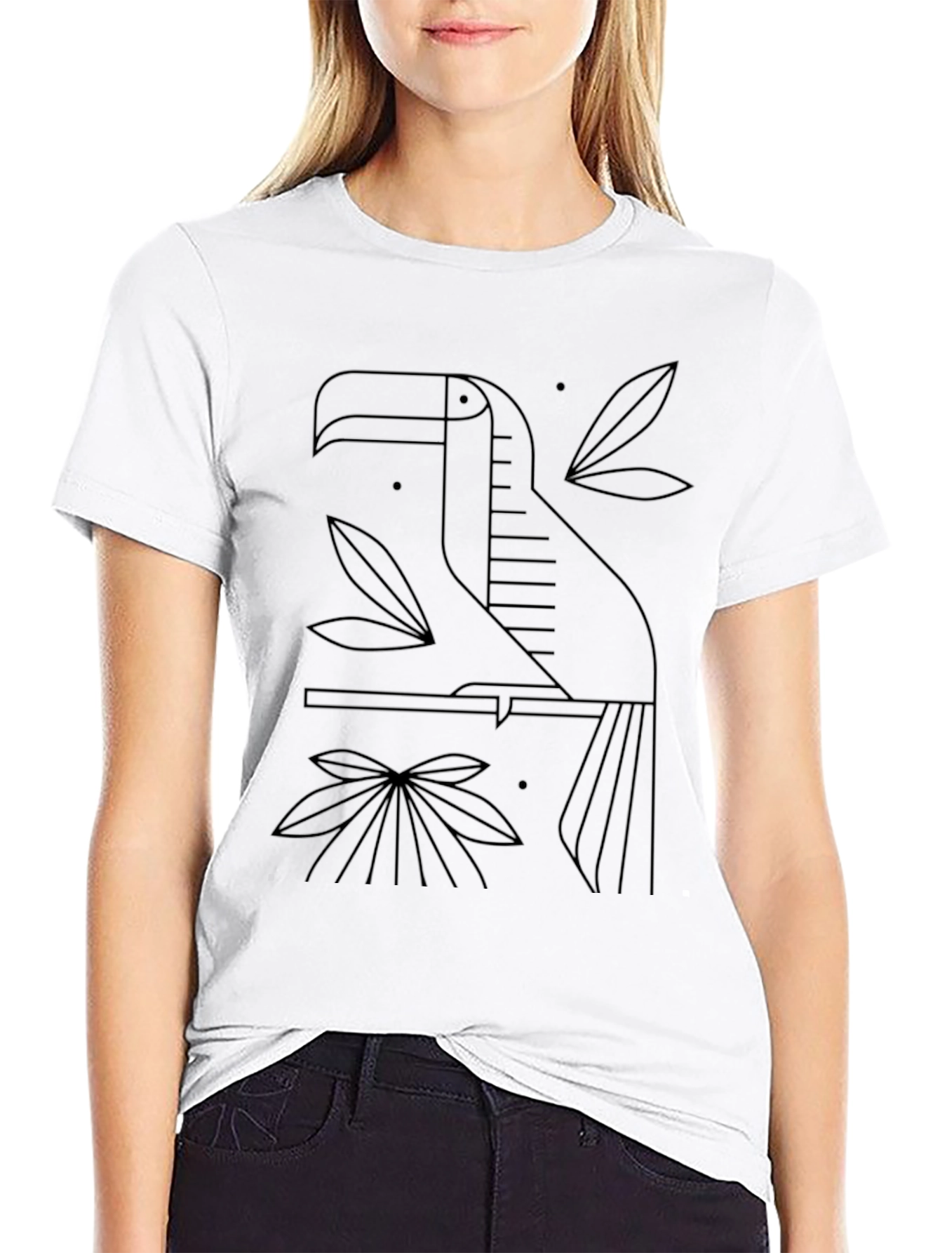 Minimalist Toucan Graphic Tee - Black