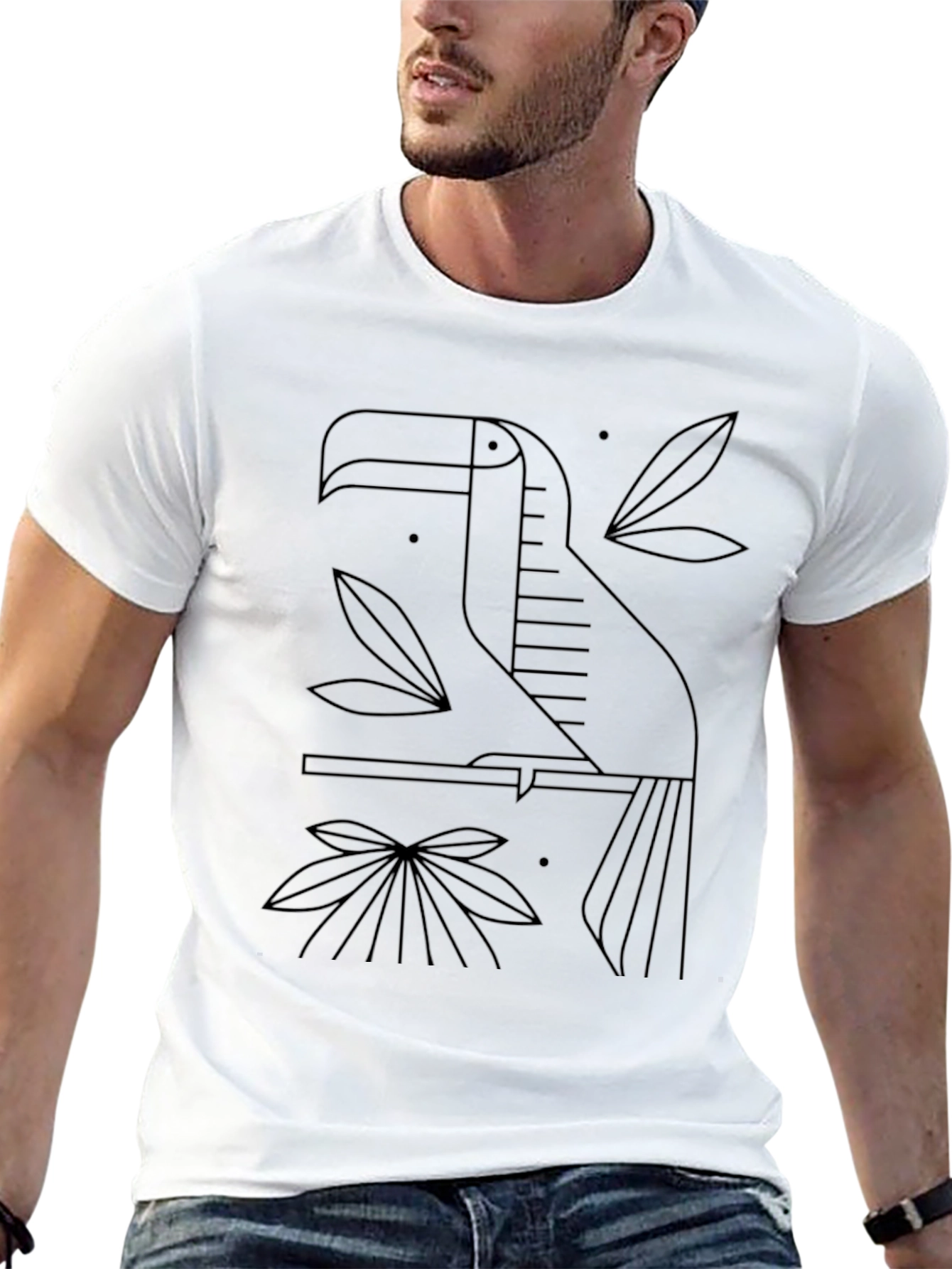 Minimalist Toucan Graphic Tee - Black