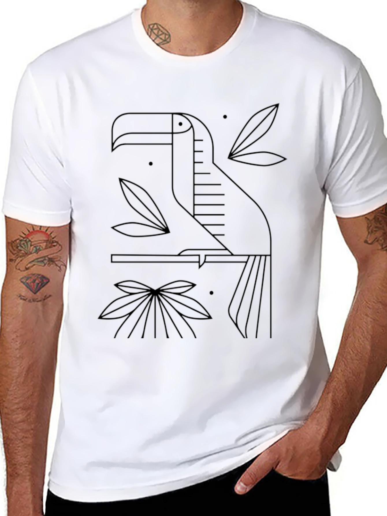 Minimalist Toucan Graphic Tee - Black