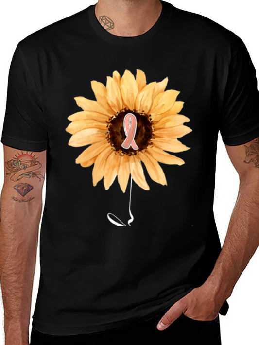Sunflower Awareness Ribbon Black T-Shirt