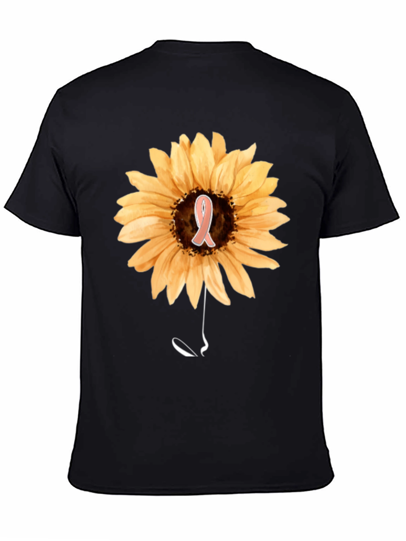 Sunflower Awareness Ribbon Black T-Shirt