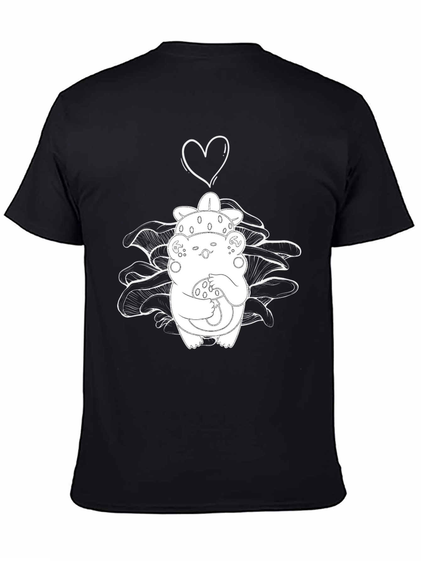 Mushroom Love Graphic Tee - Black Cotton Blend T-Shirt