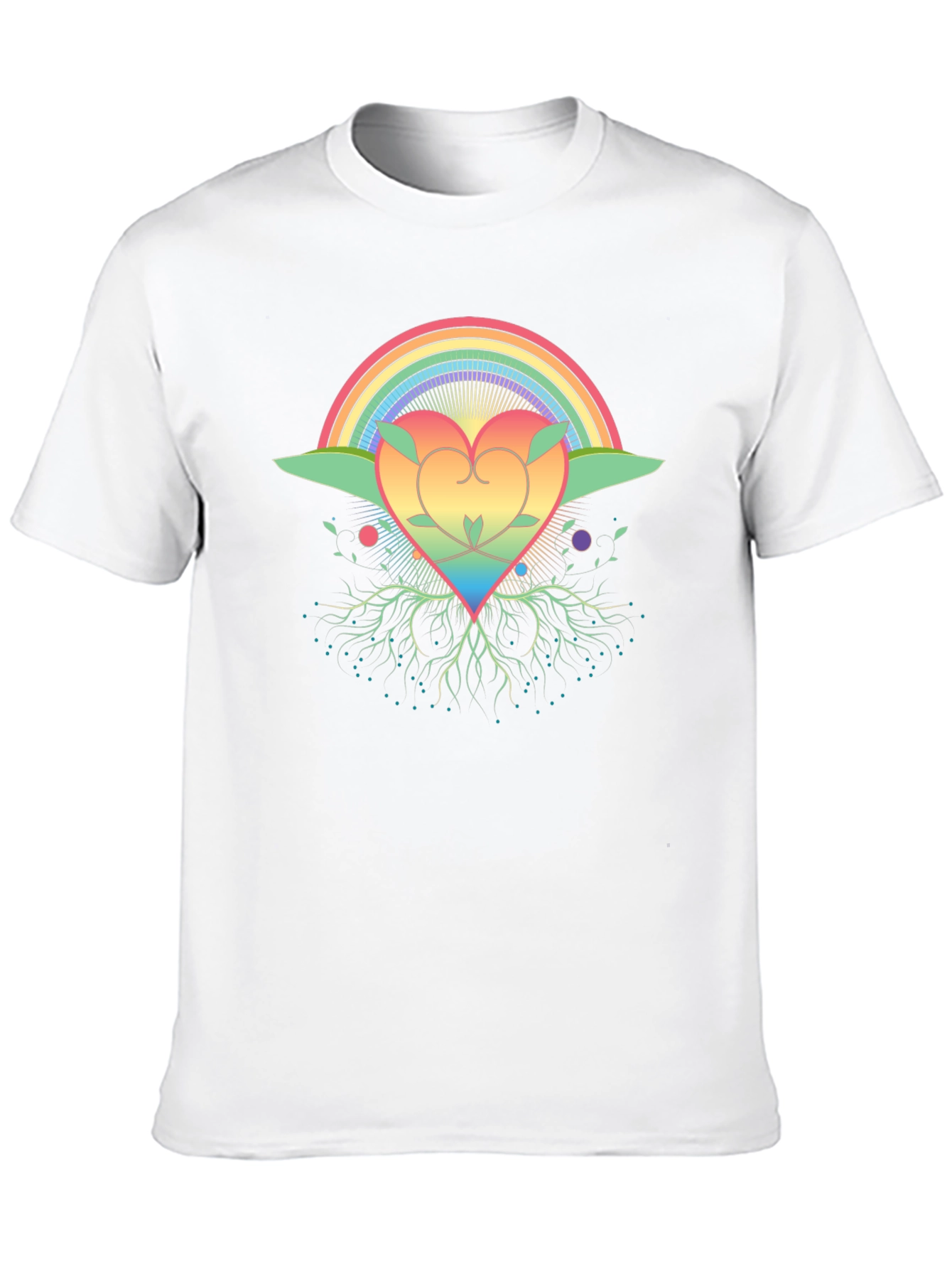 Rainbow Heart Tree Black T-Shirt