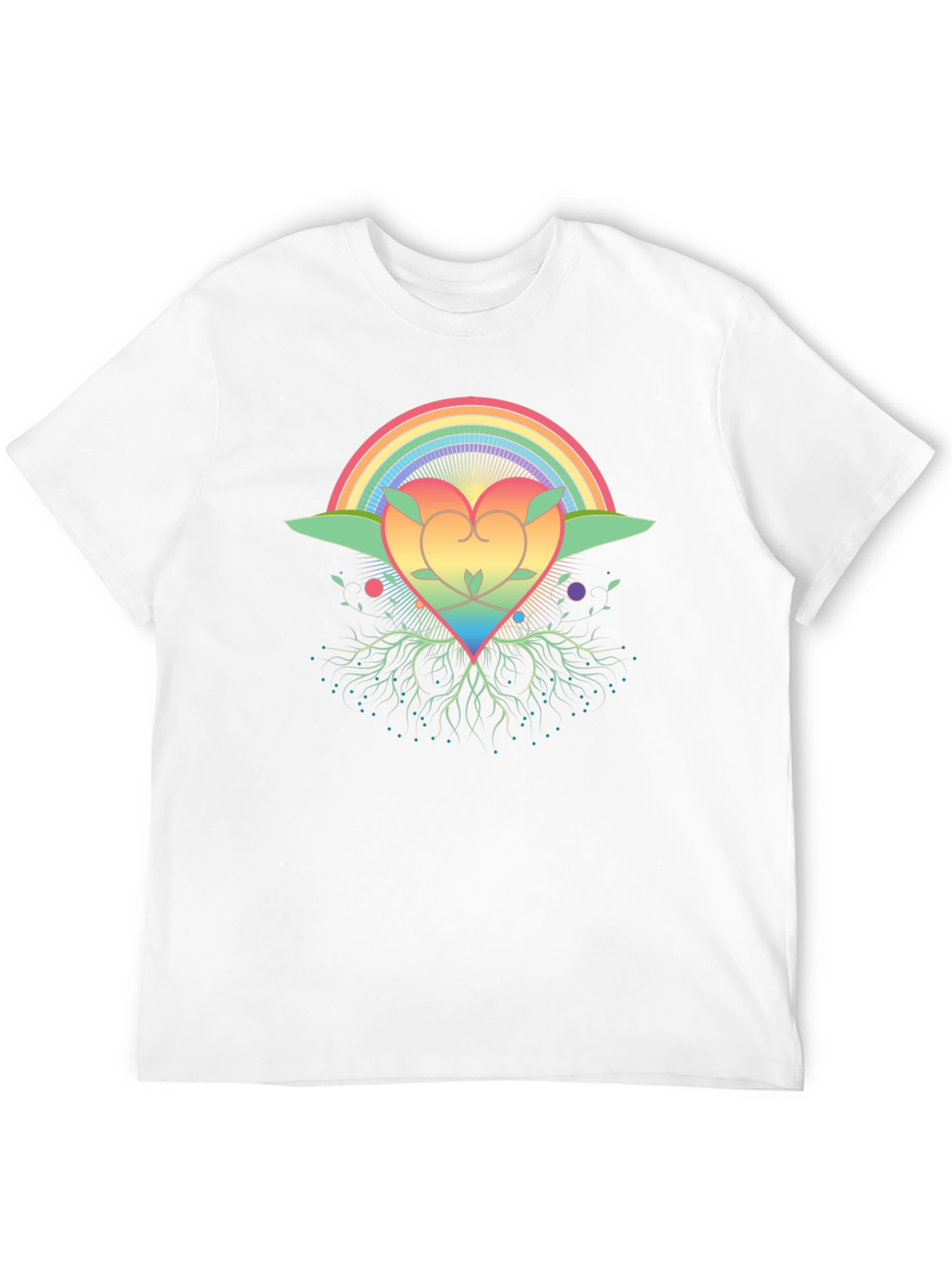 Rainbow Heart Tree Black T-Shirt