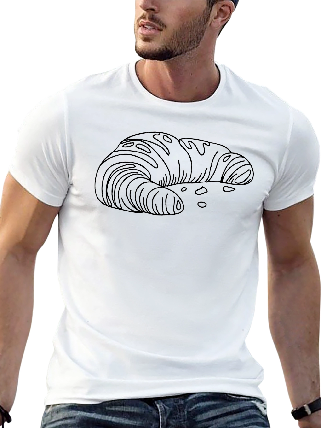 Croissant Graphic Tee - Black Casual T-Shirt