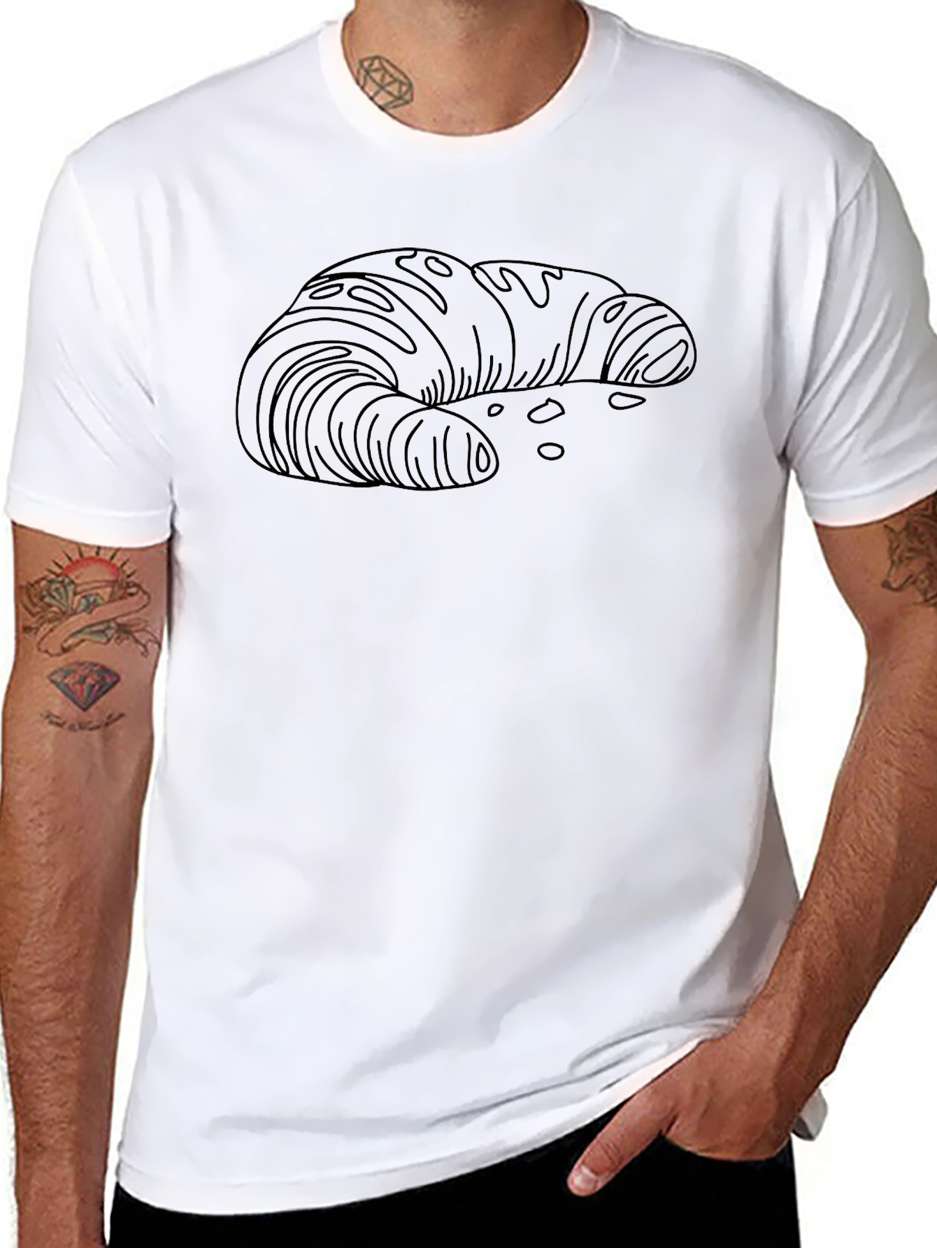 Croissant Graphic Tee - Black Casual T-Shirt