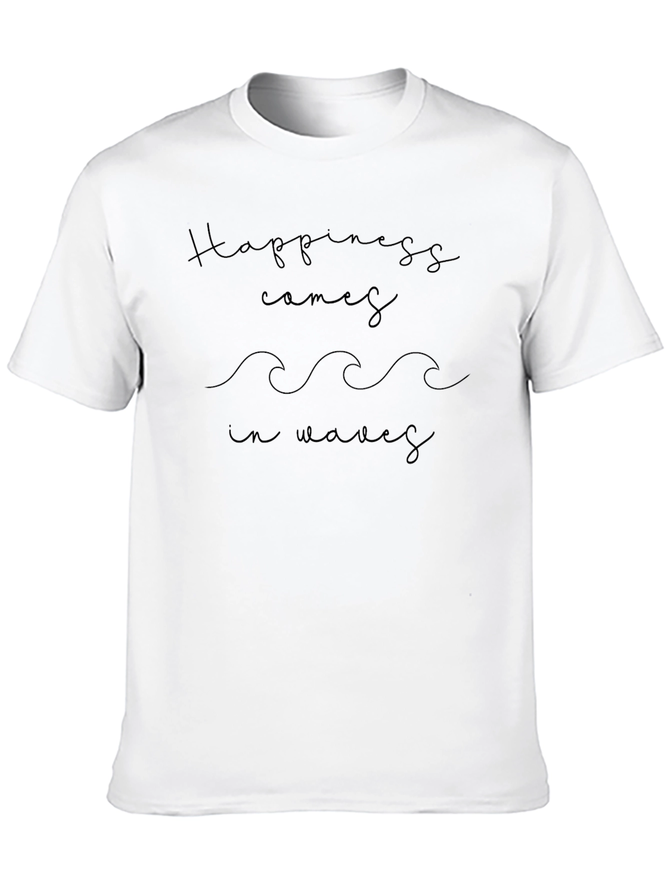 Happiness Comes in Waves Black Graphic Tee