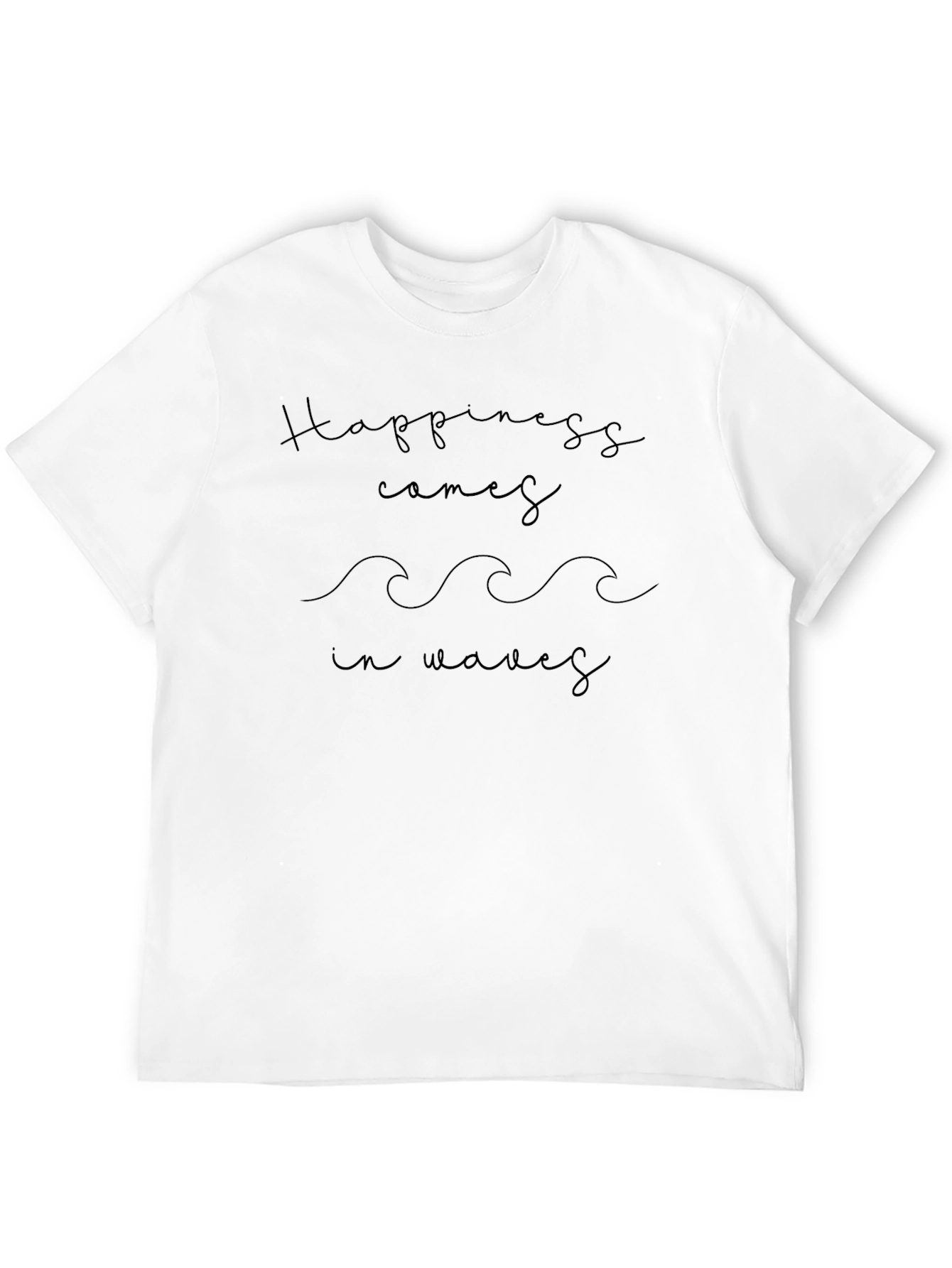 Happiness Comes in Waves Black Graphic Tee