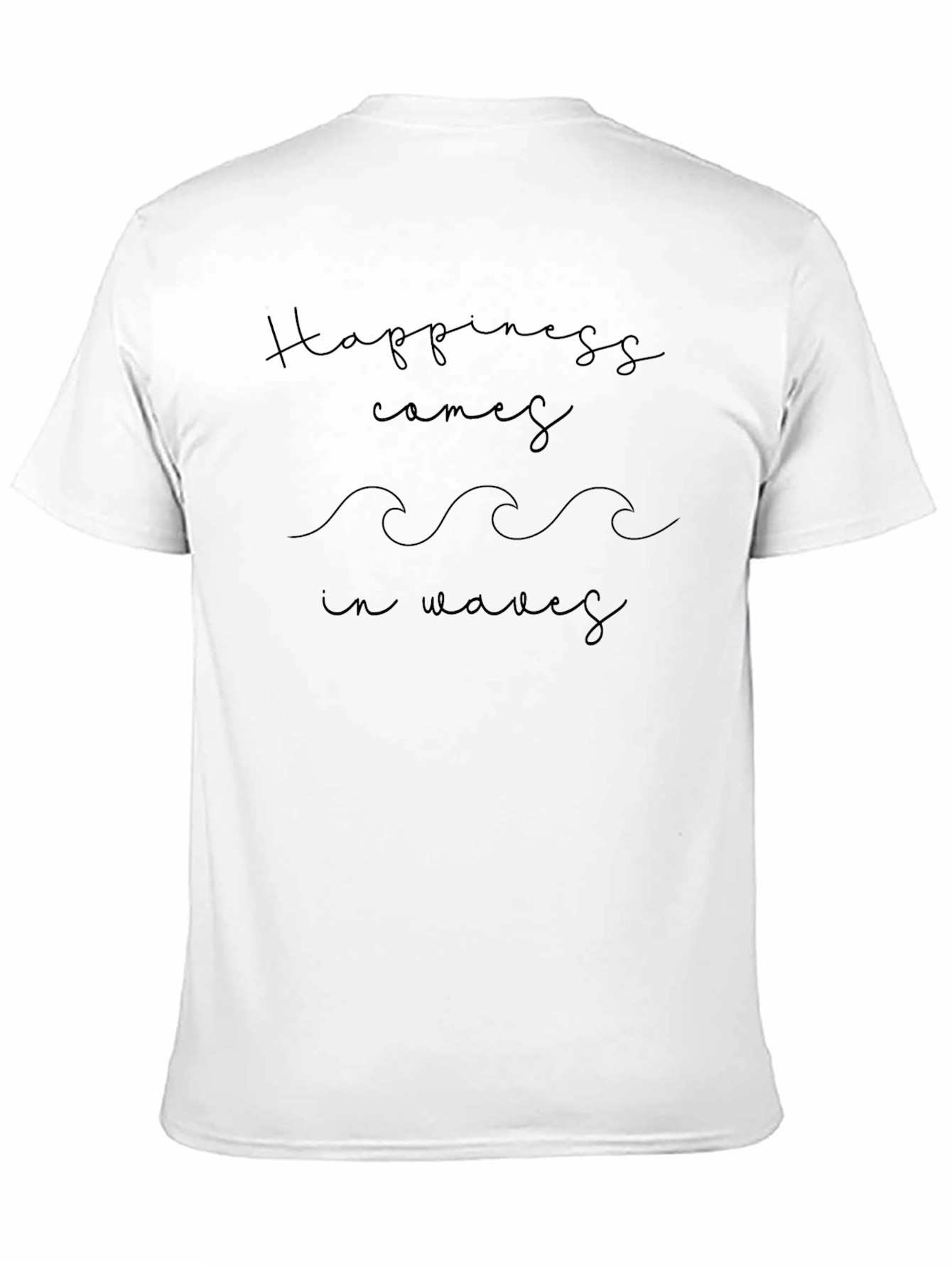 Happiness Comes in Waves Black Graphic Tee