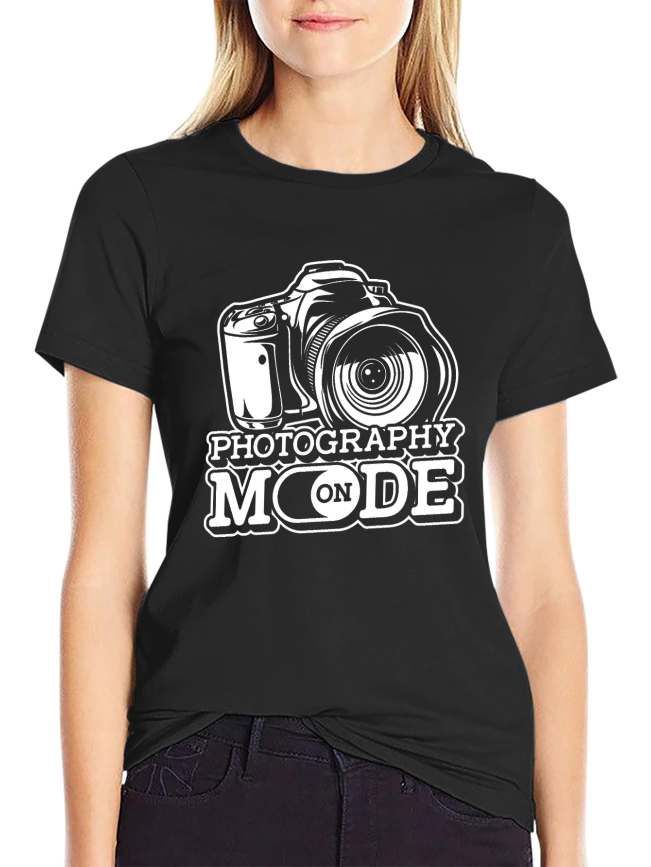 Photography Mode ON Black Graphic Tee