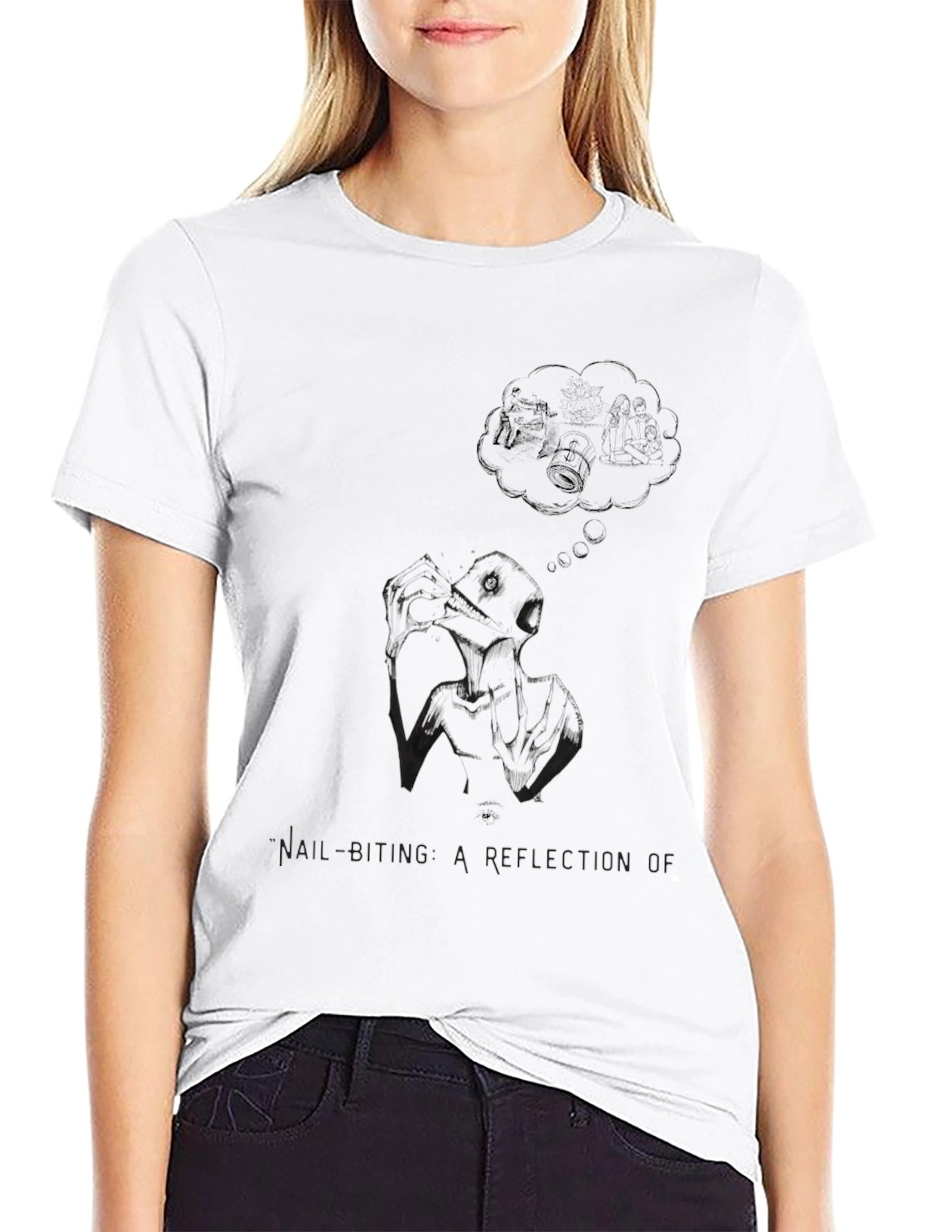 Nail Biting Reflection Graphic Tee