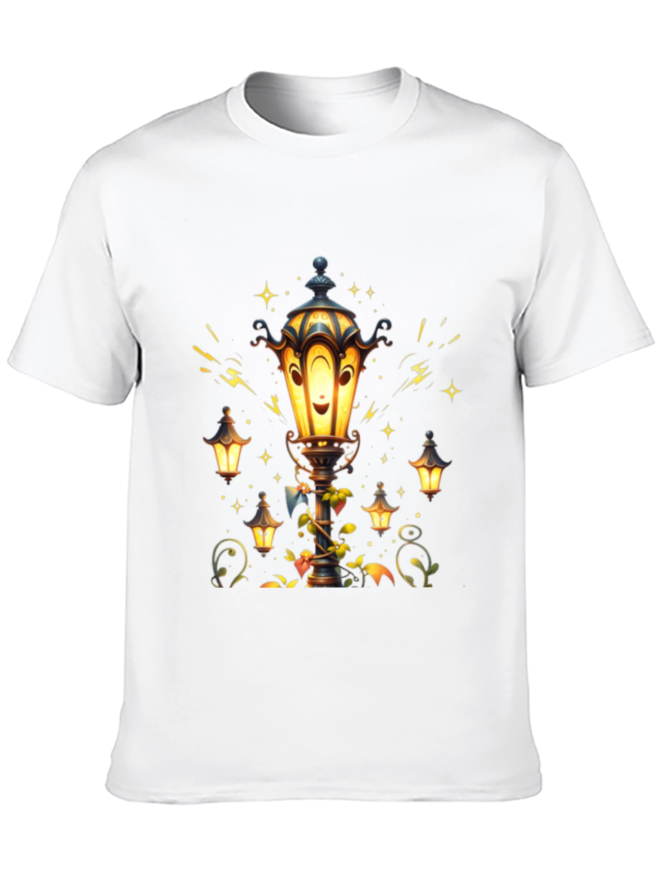 Lantern Graphic T-Shirt - Whimsical Street Lamp Design