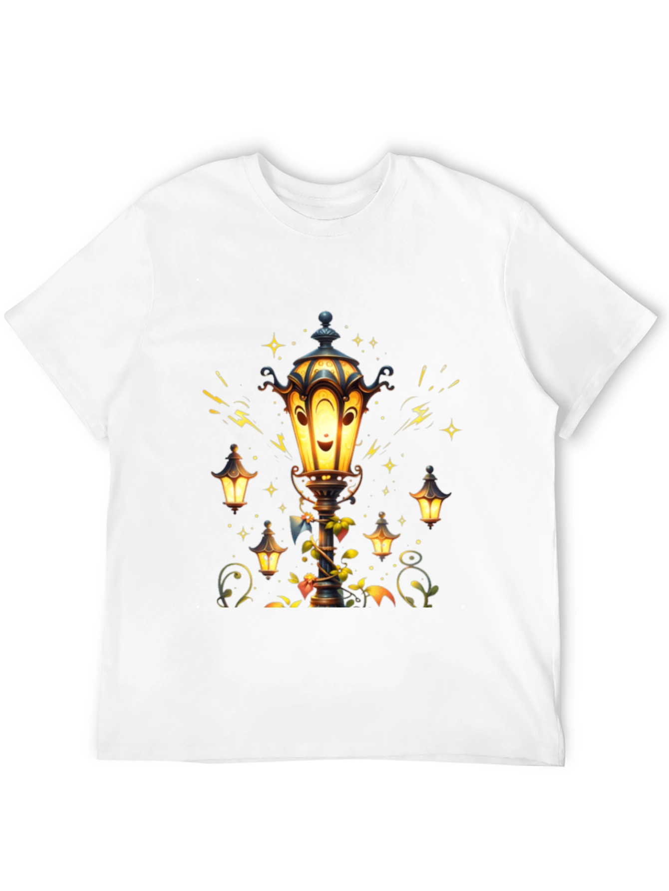 Lantern Graphic T-Shirt - Whimsical Street Lamp Design