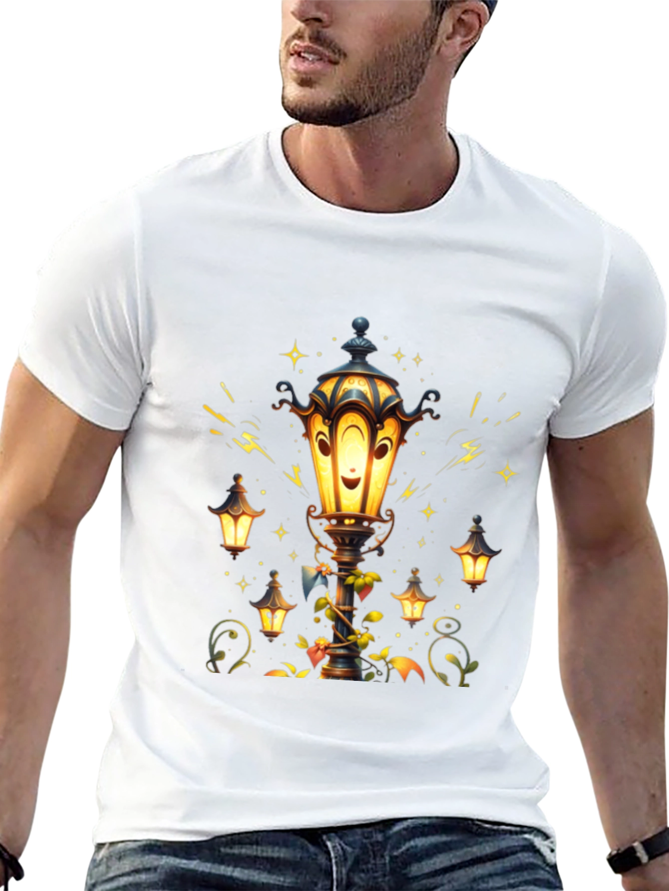 Lantern Graphic T-Shirt - Whimsical Street Lamp Design