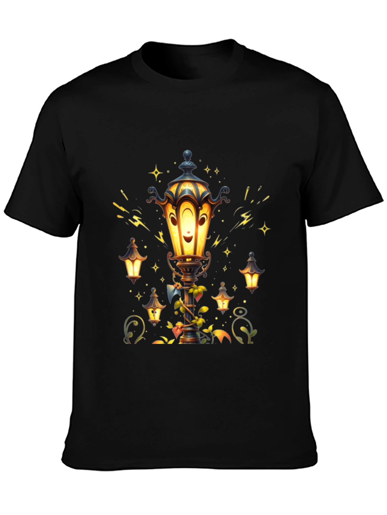 Lantern Graphic T-Shirt - Whimsical Street Lamp Design