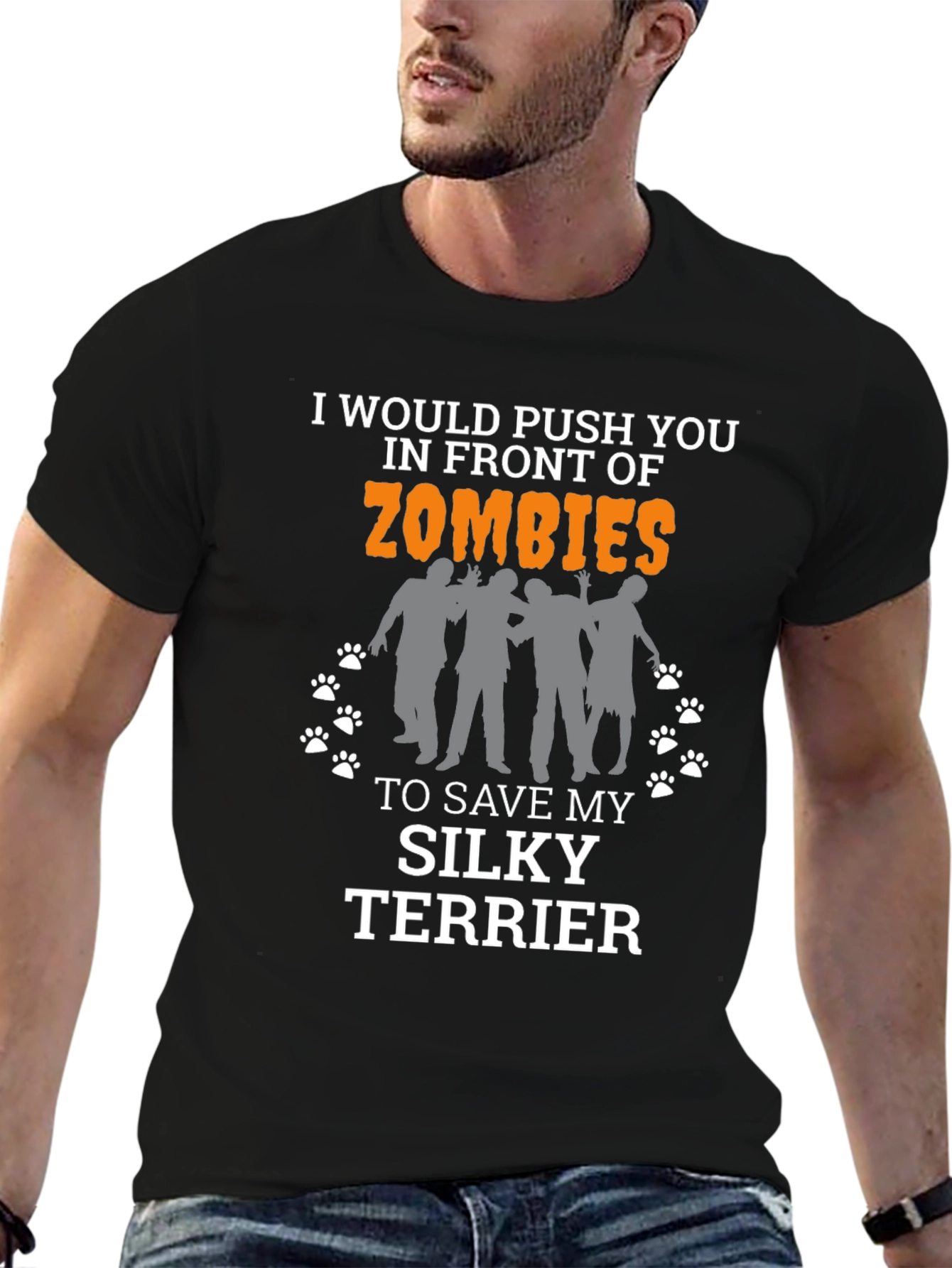 Zombie Silky Terrier T-Shirt - Funny Novelty Tee