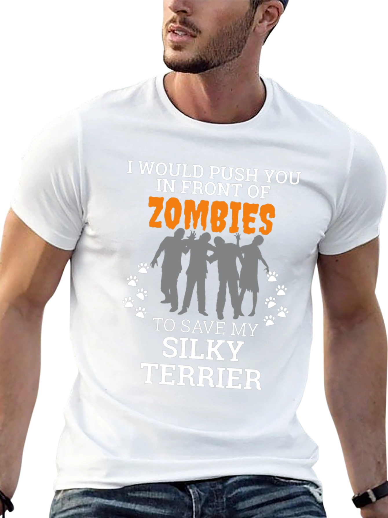 Zombie Silky Terrier T-Shirt - Funny Novelty Tee