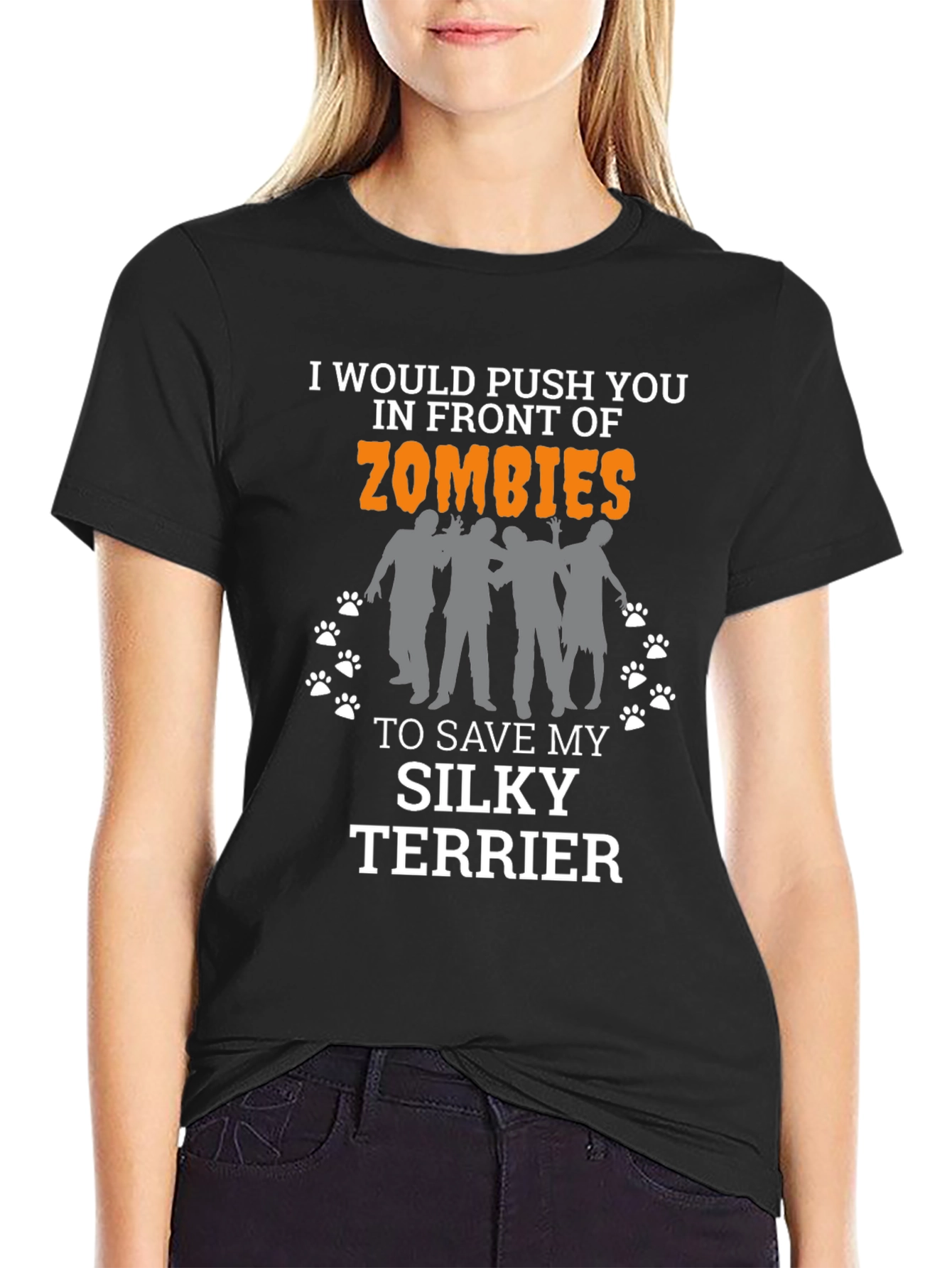 Zombie Silky Terrier T-Shirt - Funny Novelty Tee