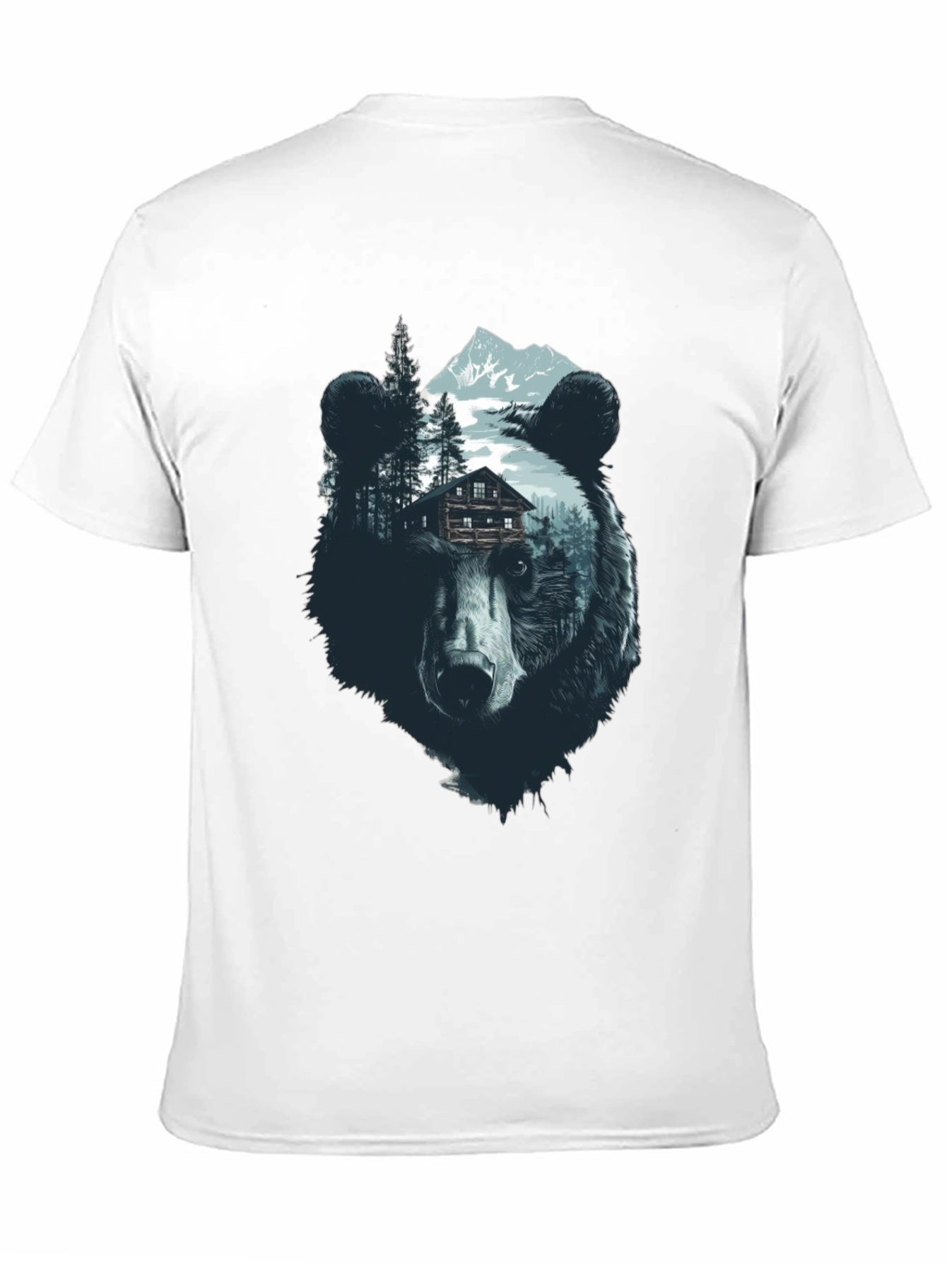 Bear Graphic Print Black Crew Neck Tee