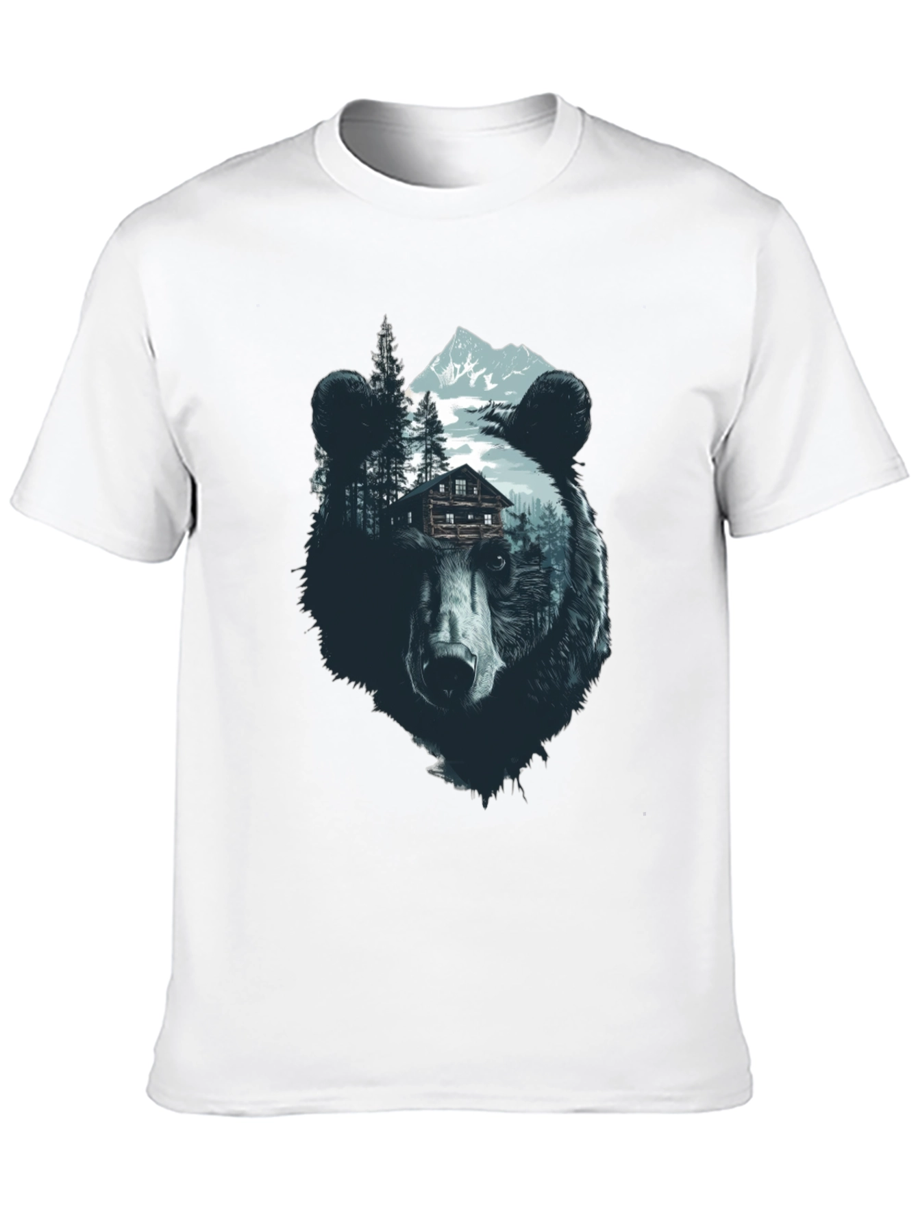 Bear Graphic Print Black Crew Neck Tee