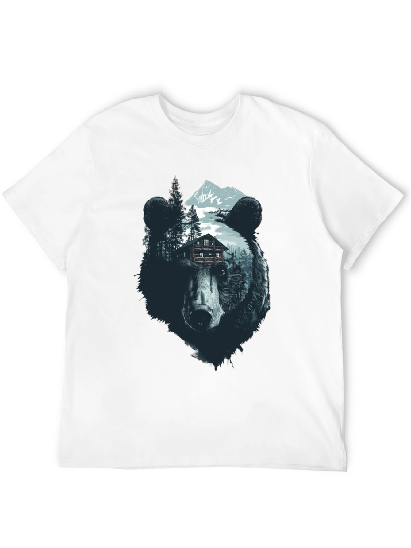 Bear Graphic Print Black Crew Neck Tee