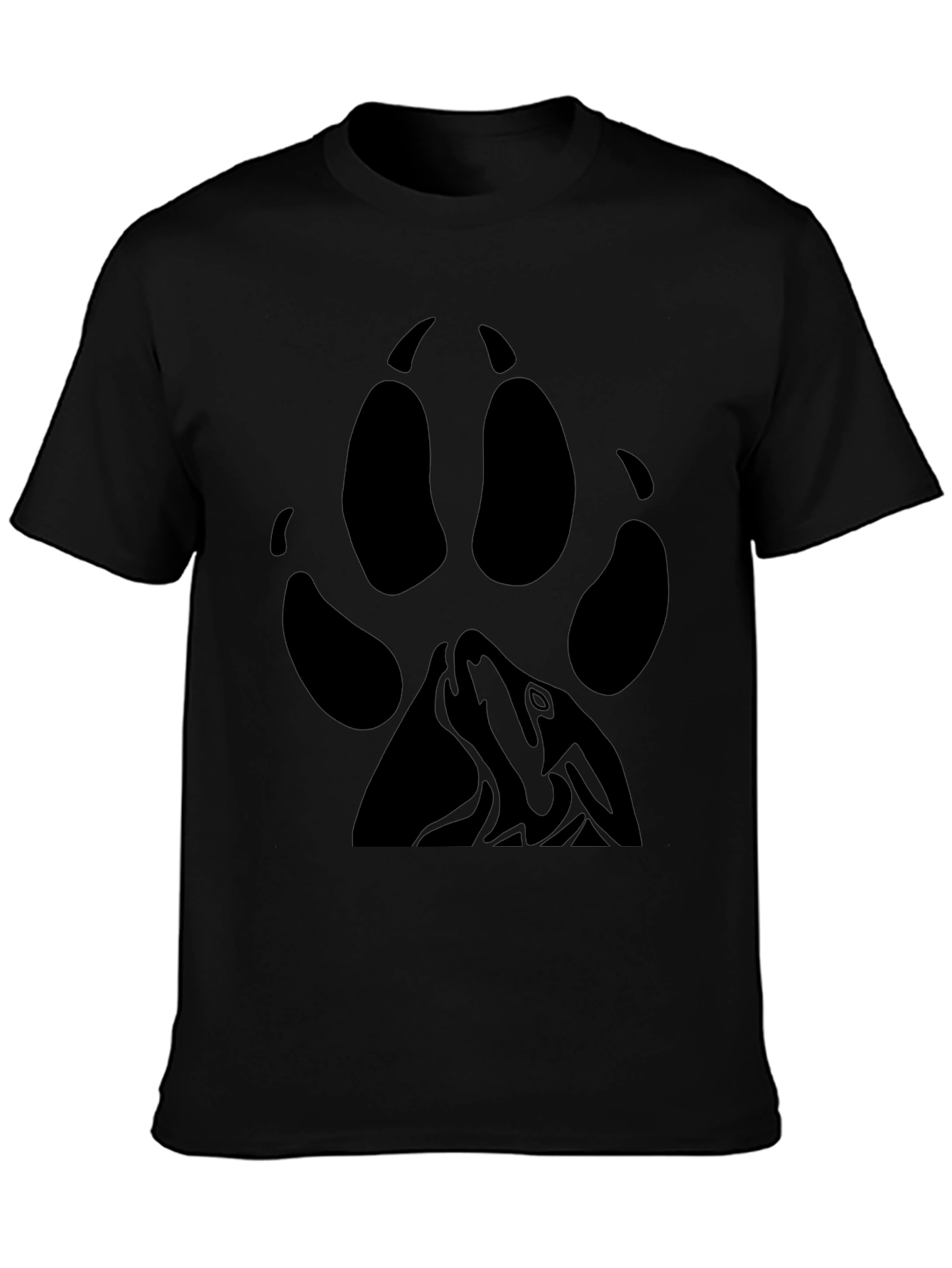 Black Wolf Paw Print T-Shirt