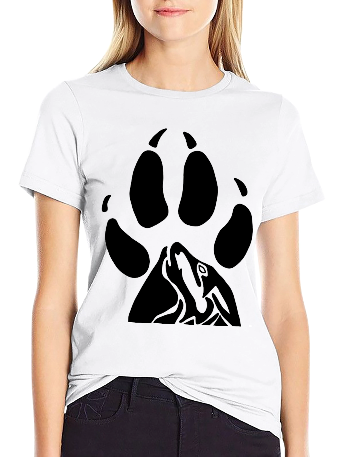Black Wolf Paw Print T-Shirt