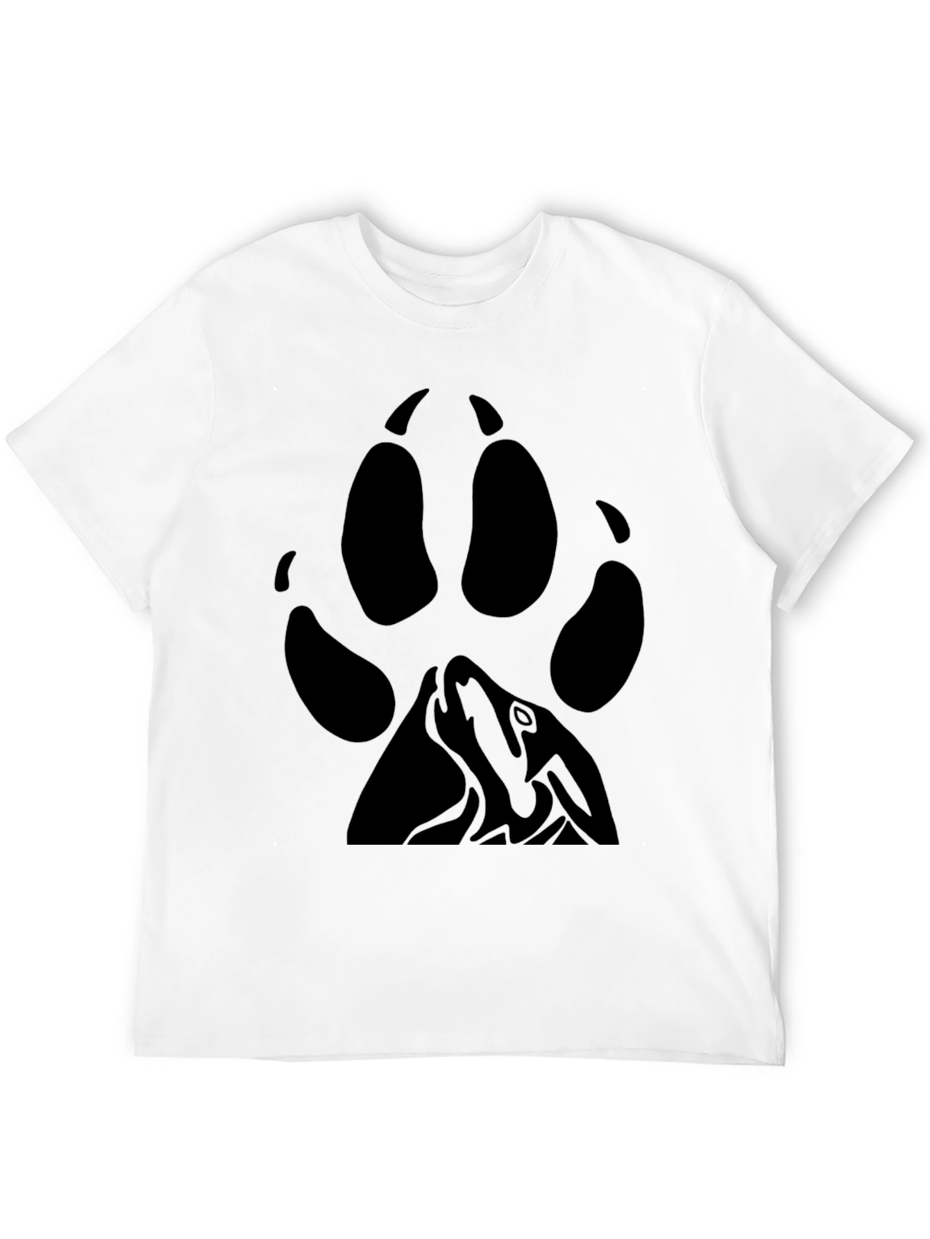 Black Wolf Paw Print T-Shirt