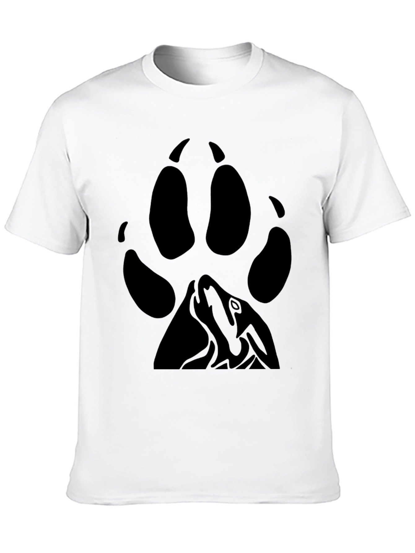 Black Wolf Paw Print T-Shirt