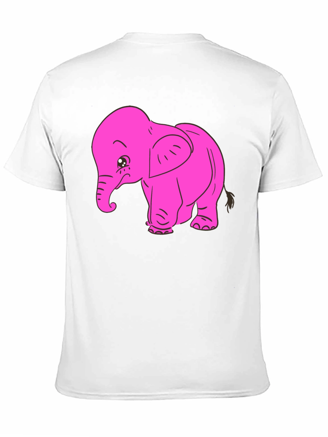 Pink Elephant Graphic Tee - Black Cotton T-Shirt