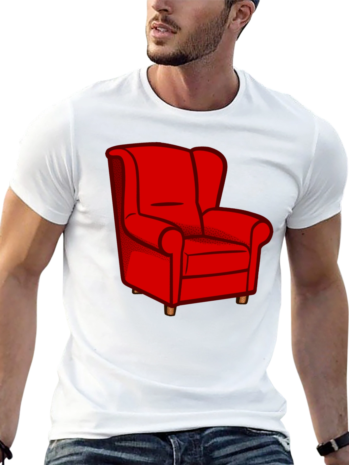 Red Armchair Graphic Tee - Comfortable Style