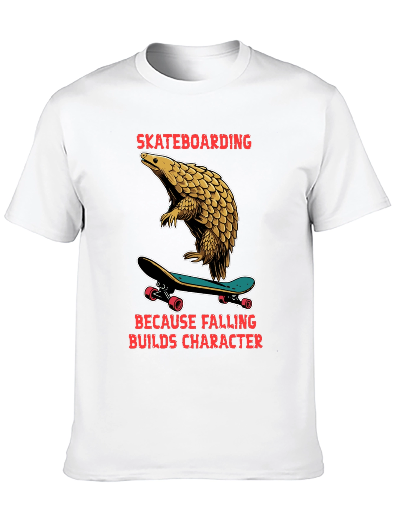 Skateboarding Pangolin Graphic Tee