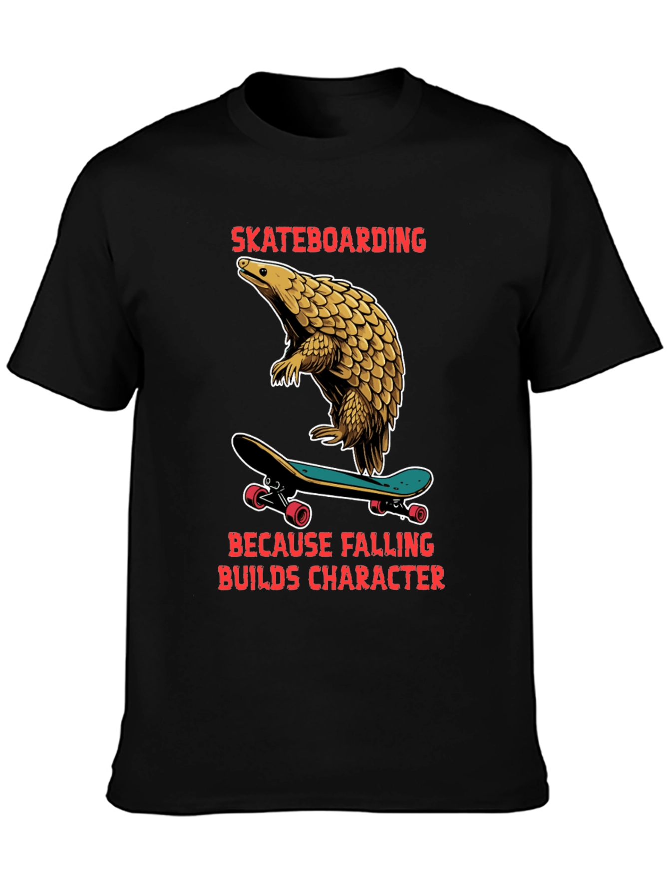 Skateboarding Pangolin Graphic Tee