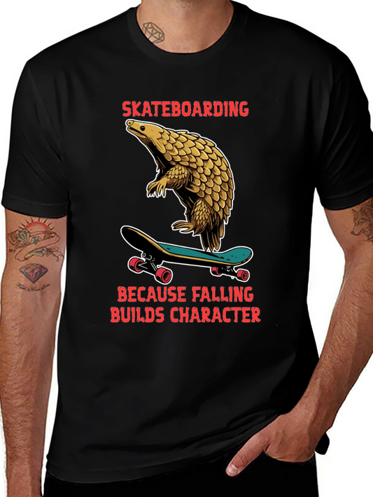 Skateboarding Pangolin Graphic Tee
