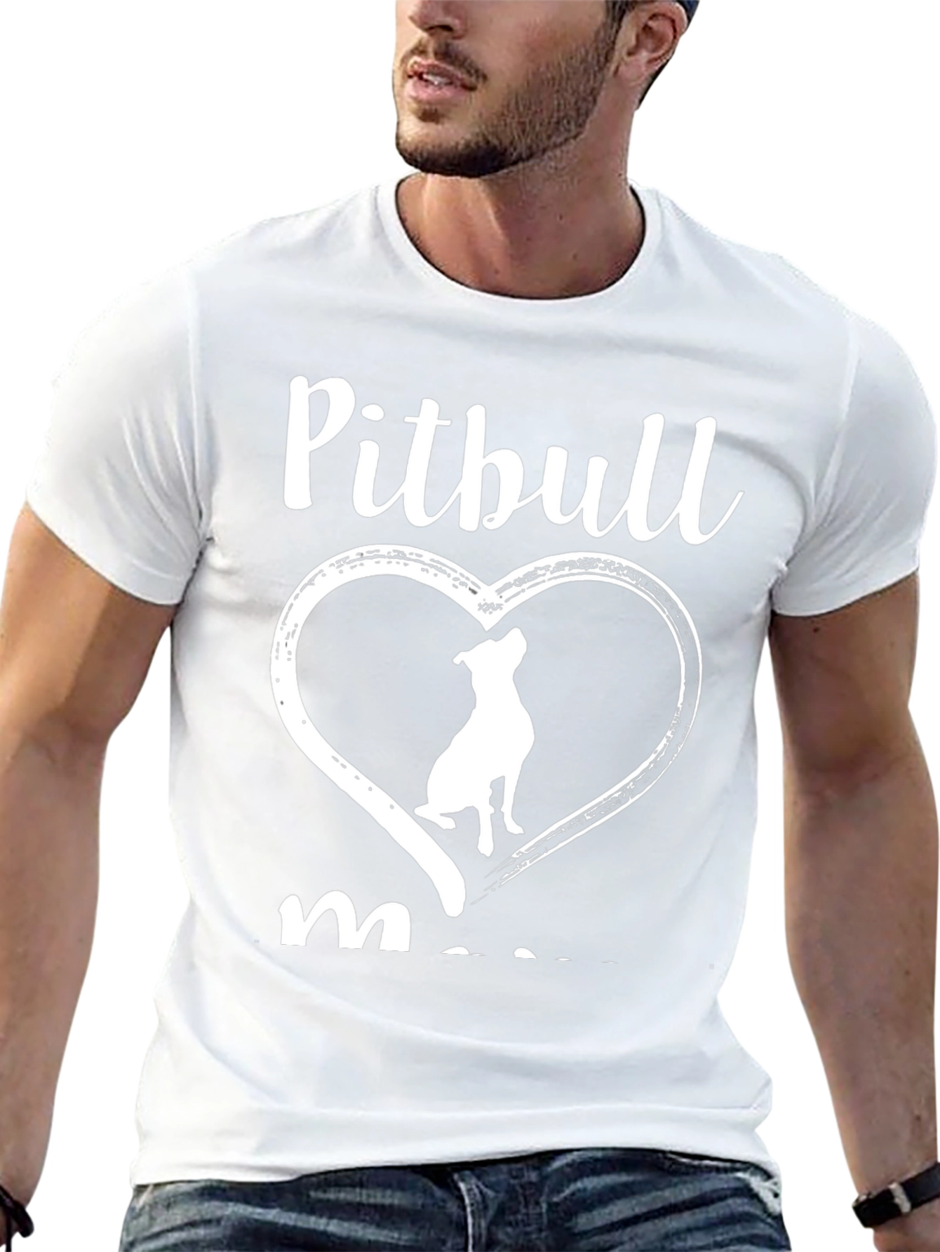 Pitbull Mom Heart Graphic T-Shirt