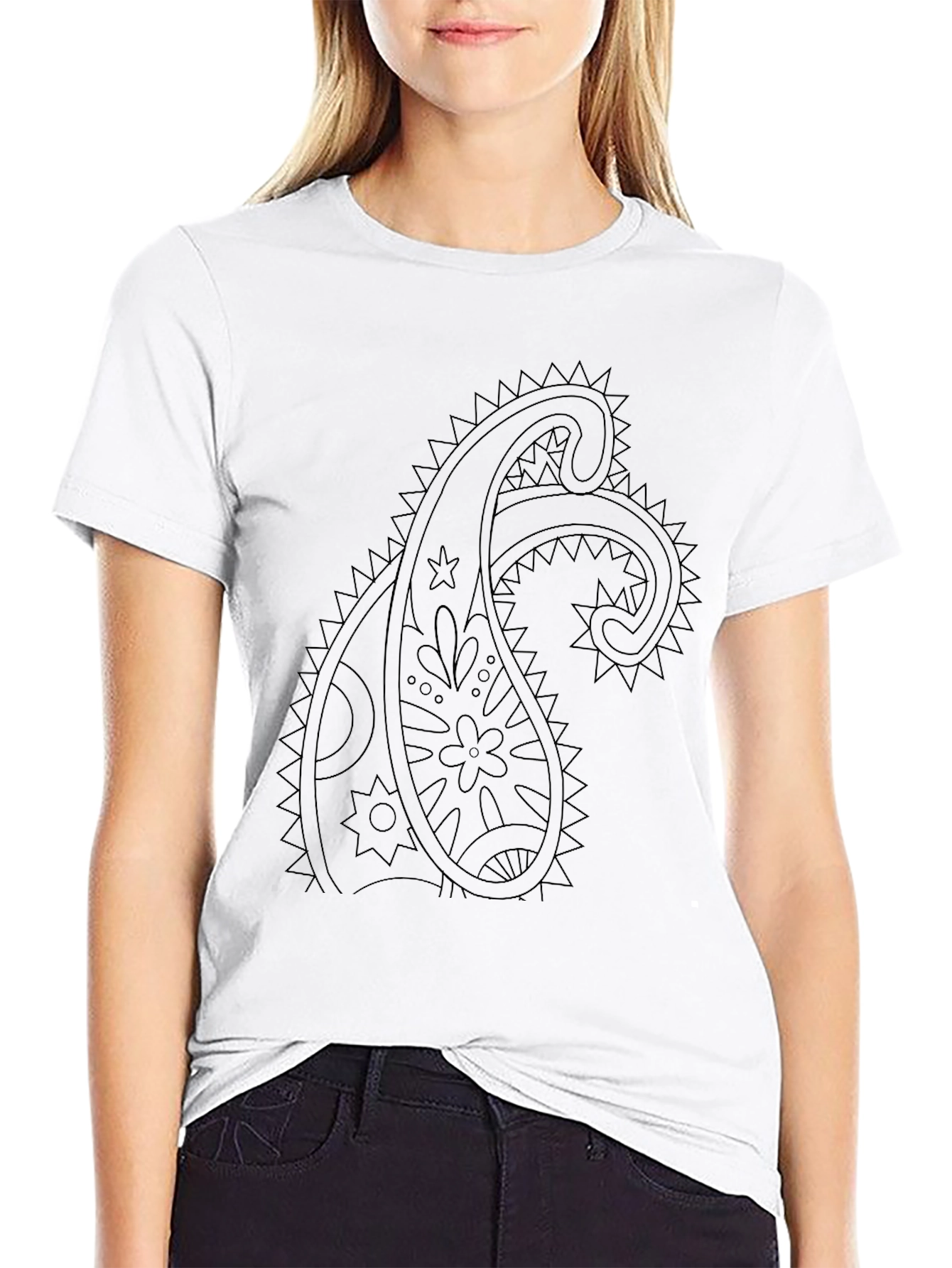Black Paisley Graphic Tee - Mens Casual T-Shirt