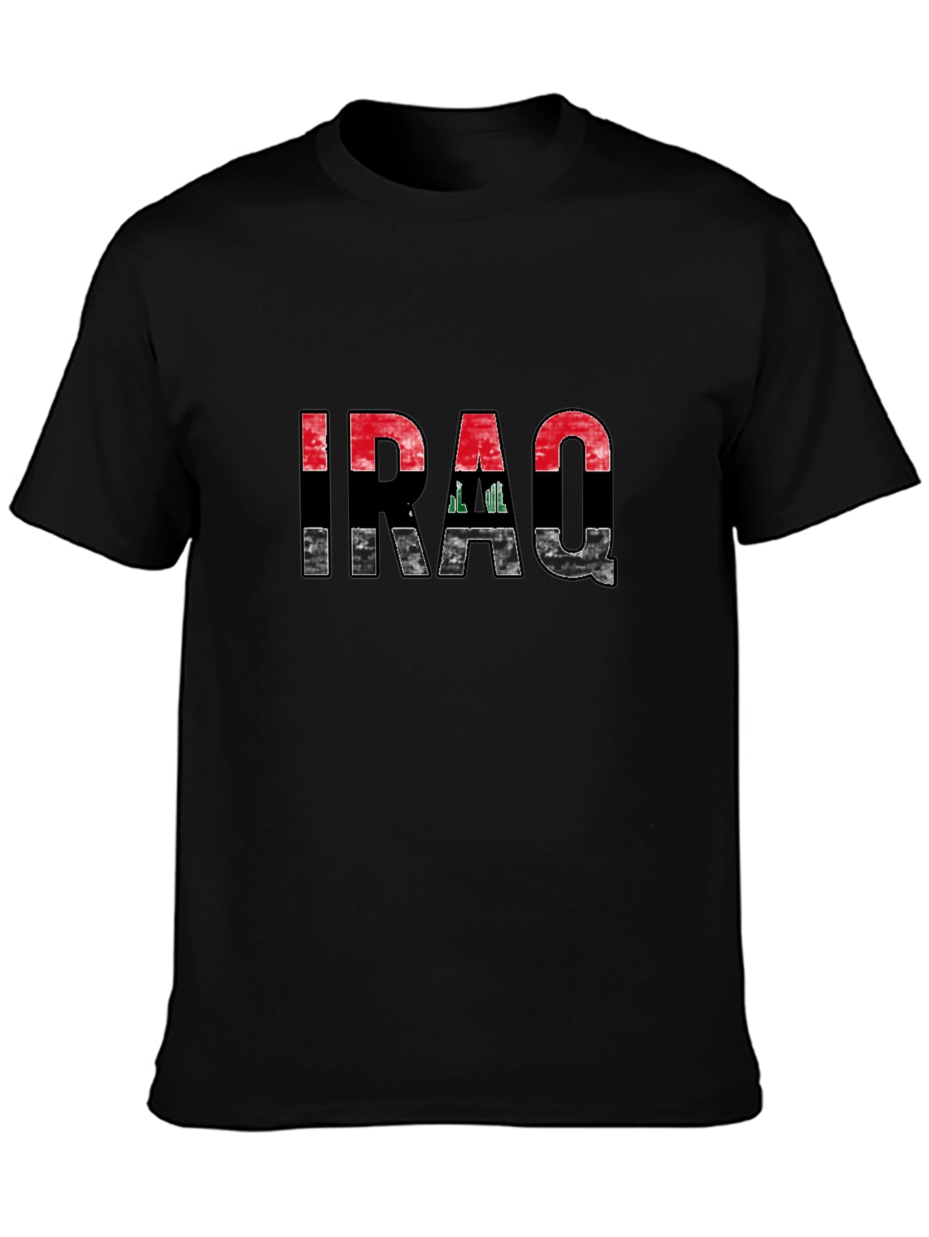 Iraq Flag Graphic Black T-Shirt