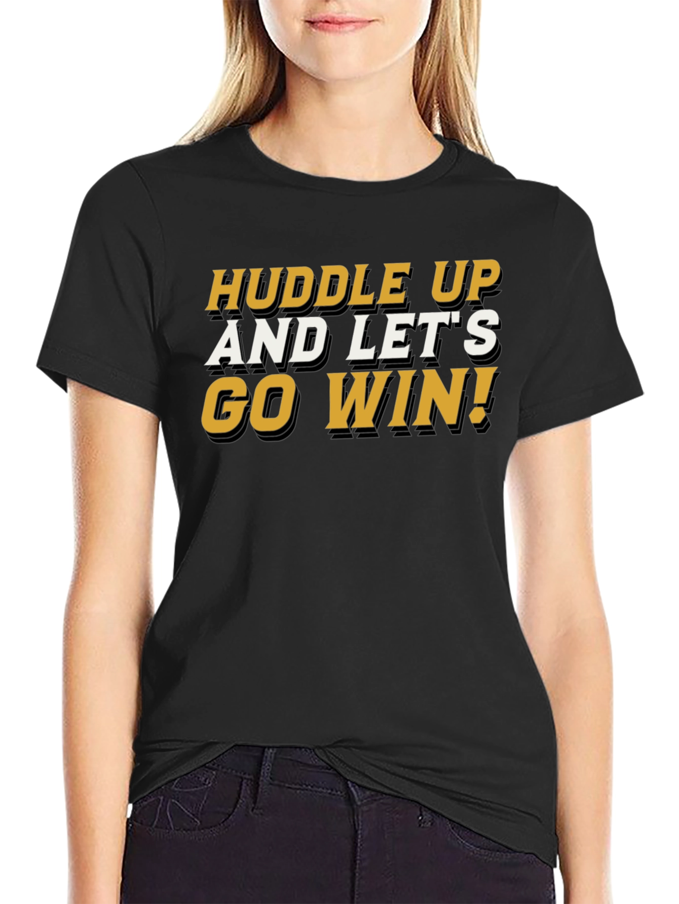 Huddle Up! Graphic Tee - Black Cotton Blend