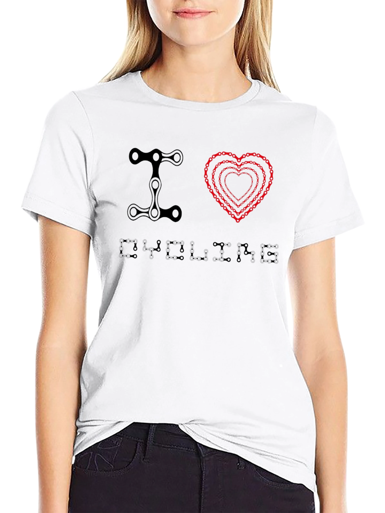 I Heart Cycling Chain Link T-Shirt