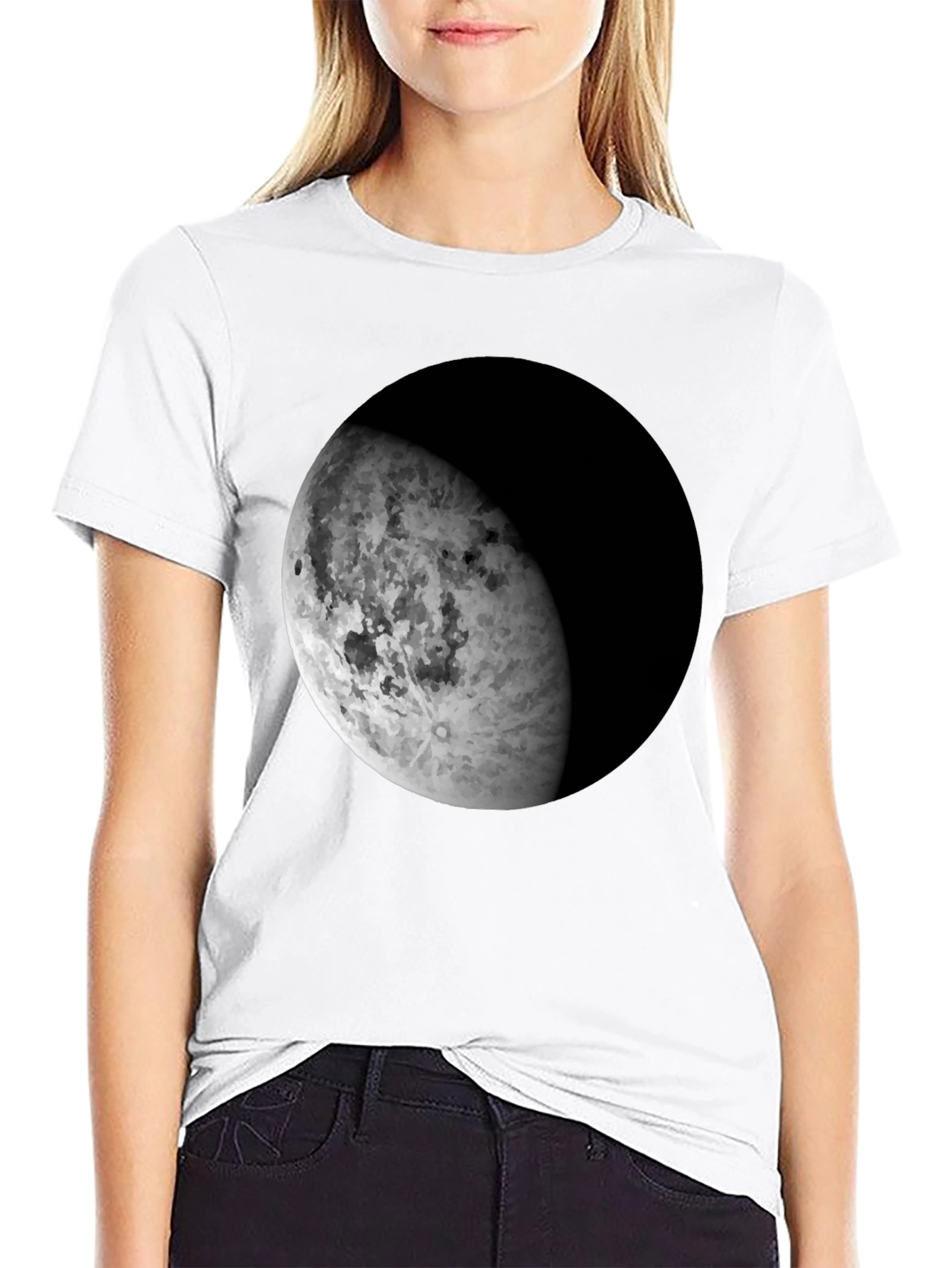Lunar Phase Graphic Tee - Black Cotton Blend