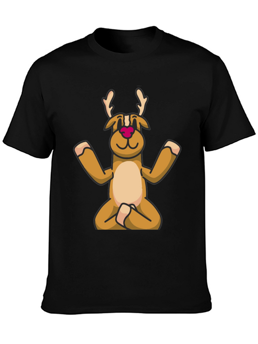 Yoga Reindeer T-Shirt - Festive Meditating Deer Tee